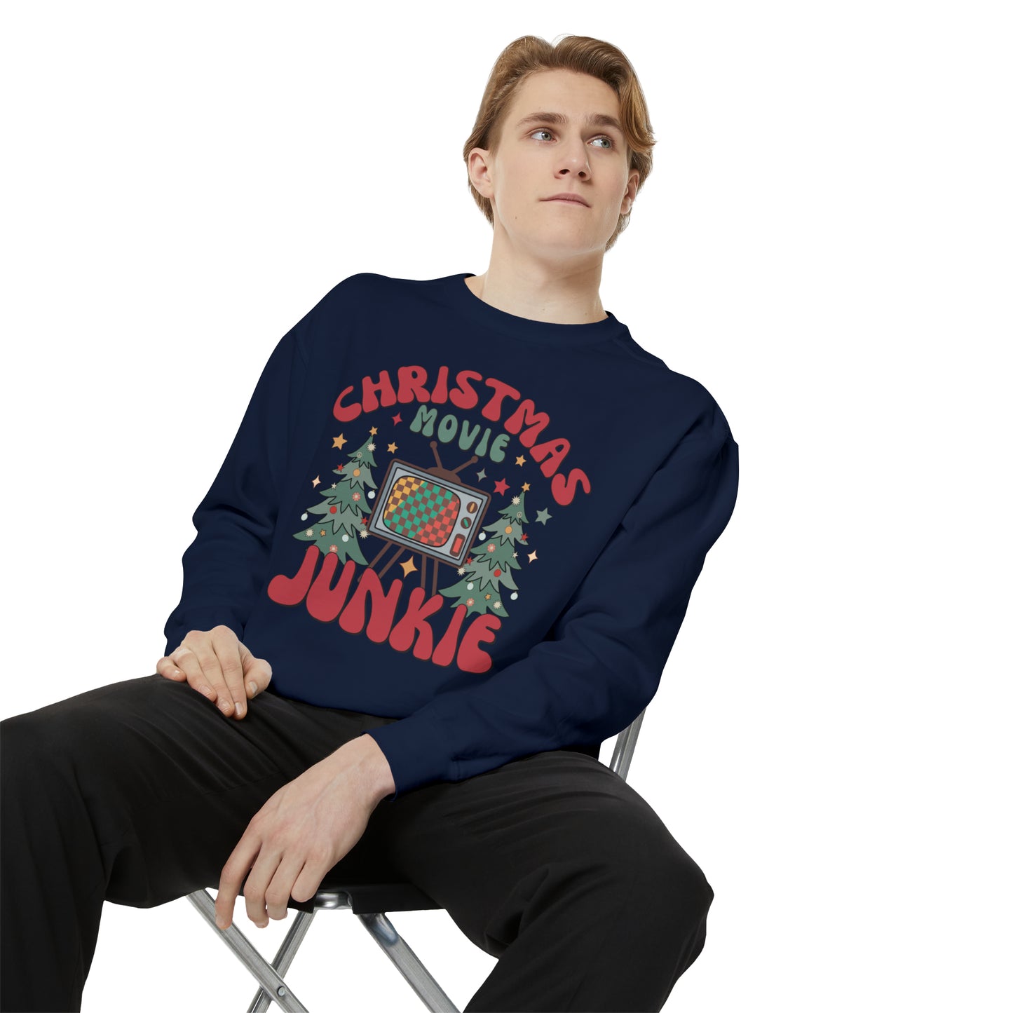 Christmas Movie Junkie | Garment-Dyed Graphic Sweatshirt