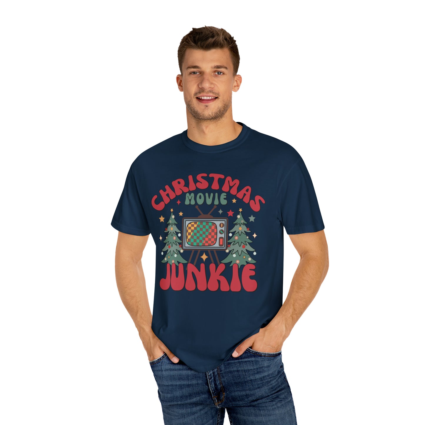 Christmas Movie Junkie | Garment-Dyed Graphic T-shirt