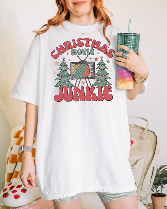Christmas Movie Junkie | Garment-Dyed Graphic T-shirt