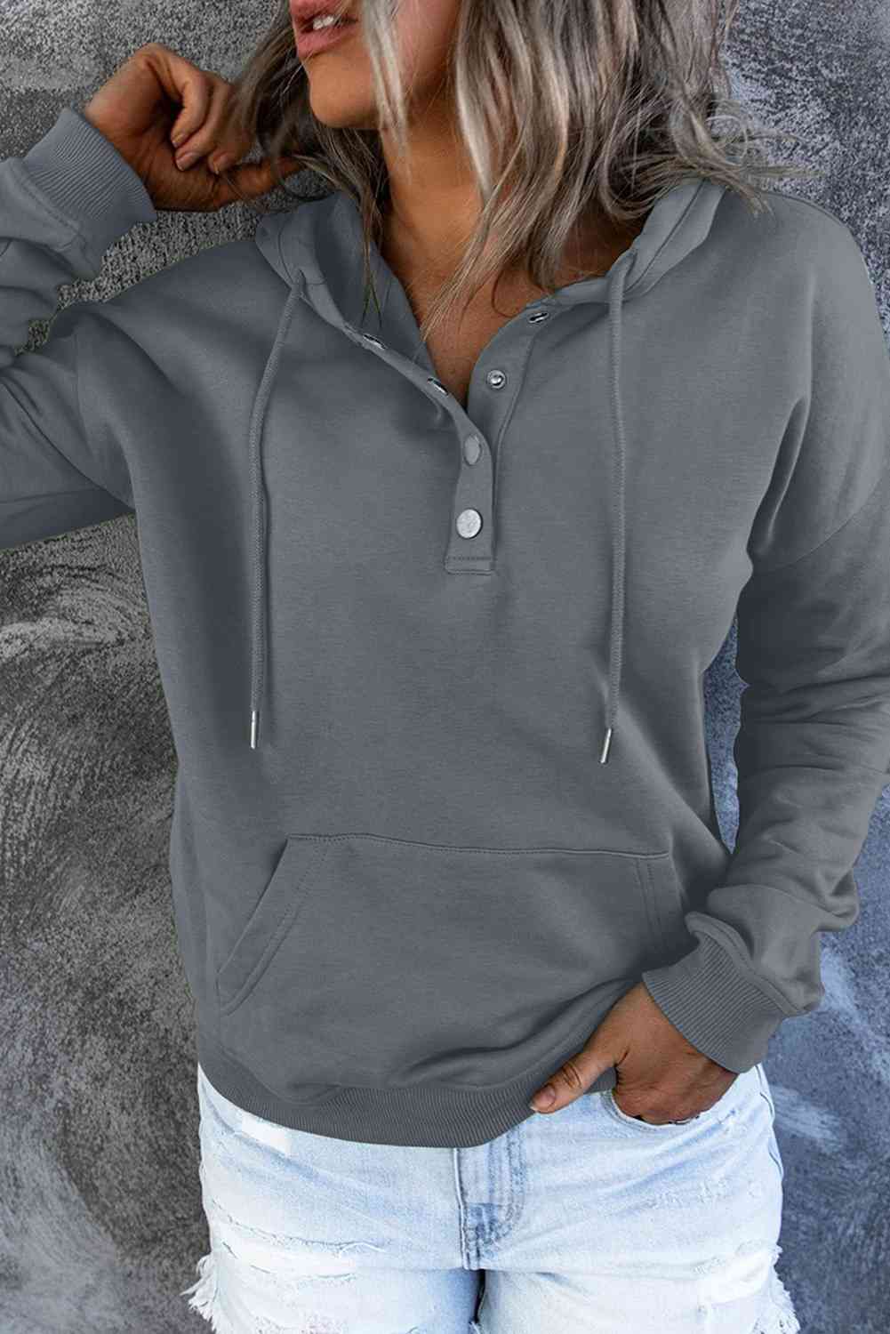 Dropped Shoulder Hoodie with Pocket