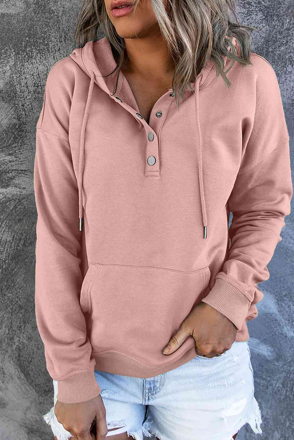 Dropped Shoulder Hoodie with Pocket