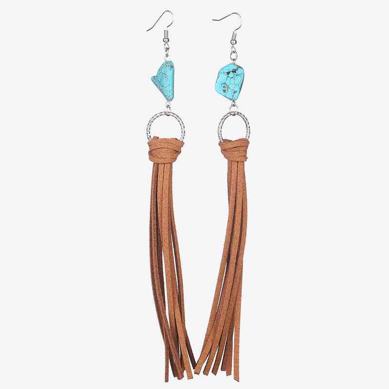 Turquoise Fringe Detail Tassel Earrings